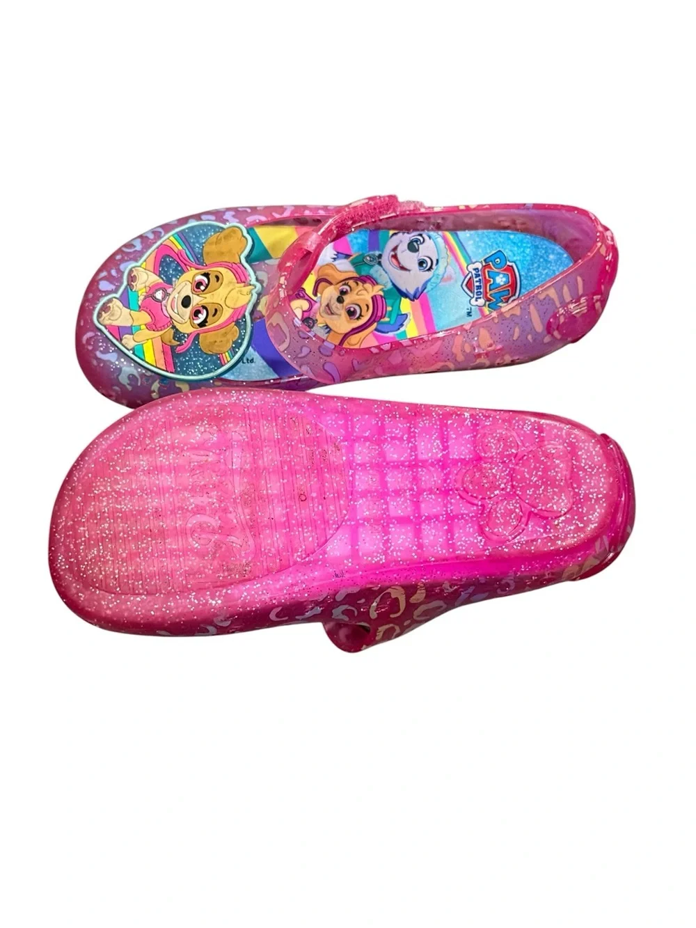 Paw Patrol Pink Purple Glitter Mary Jane Shoes with Rainbow Graphics